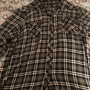Torrid Black and Gray Long Sleeved Plaid Shirt